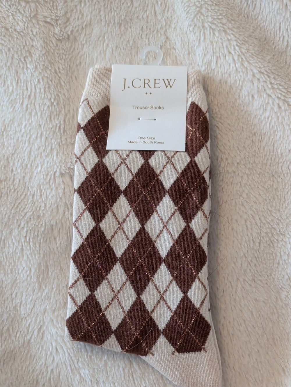 J. Crew Brown and Cream Argyle Trouser Socks